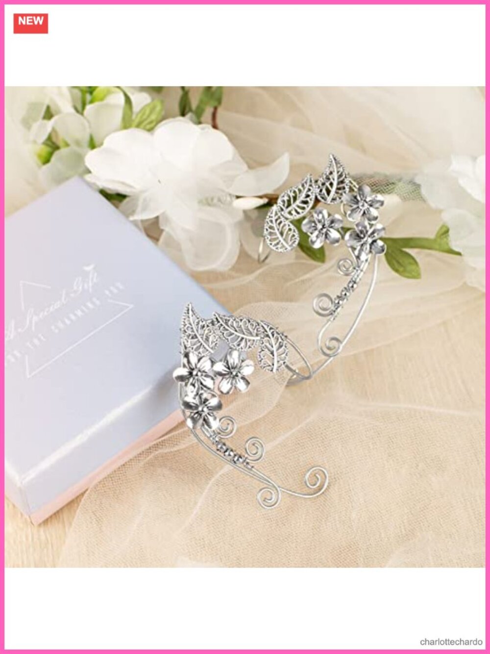 Elf Ear Cuffs for Women Handmade Clip-on Filigree Earrings, Fairy Cosplay